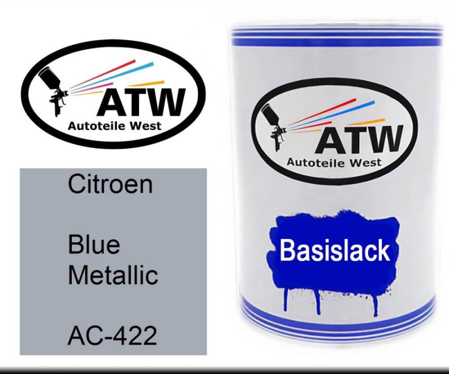 Citroen, Blue Metallic, AC-422: 500ml Lackdose, von ATW Autoteile West.